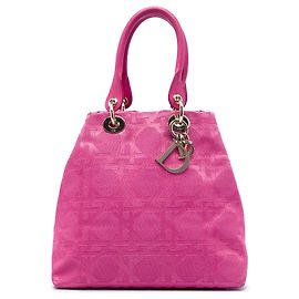 Bolso Tote Lady Dior Soft Small de lona Cannage rosa Rosa