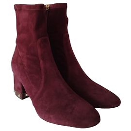 Valentino Garavani Rockstud Purple Suede Ankle Boots Purple