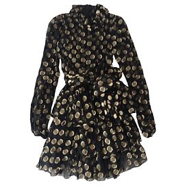 Dolce & Gabbana Vestido Preto com Bolinhas Douradas