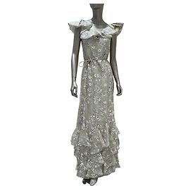 Valentino Ruffled Floral Print Silk Gown US 6 Pre-owned Other