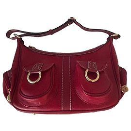 Lancel Sac Hobo en cuir rouge Rouge