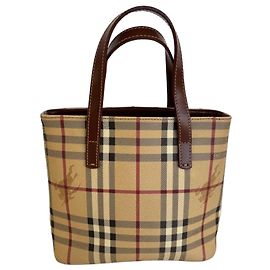 Mala Tote Burberry Haymarket Check Marrom Bege