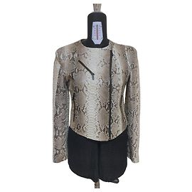 Autre Marque Giacca Biker Pellessimo Paris in pelle di pitone naturale Roccia Multicolore Beige Grigio