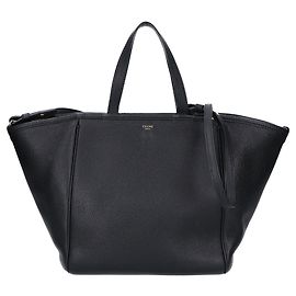 Céline Saco Cabas Small Fold em couro granulado preto Celine Preto