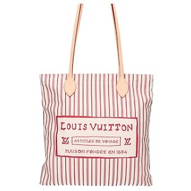 Louis Vuitton x Grace Coddington Gestreifte Tote Bag Beige