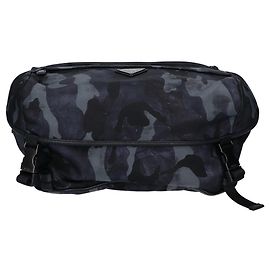 Bolso bandolera Prada de nailon camuflaje con placa triangular Negro Azul marino