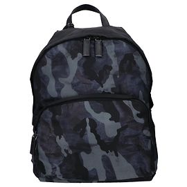 Mochila Prada em nylon camuflado com placa triangular Preto Azul marinho