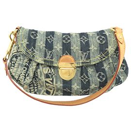 Louis Vuitton Mini Pleaty Raye Schultertasche Blau