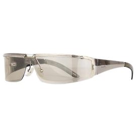 Gucci by Tom Ford 2000s 'GG 1726' Wrap Mask Shield Sunglasses Silvery
