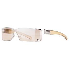 Dior by Galliano 2000s 'Plasma 1' Wrap Mask Shield Sunglasses Beige