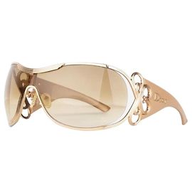 Dior by Galliano 2000s 'Diori' Wrap Mask Shield Sunglasses Beige