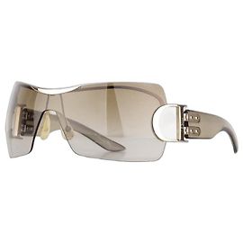 Dior by Galliano 2000s 'Airspeed 1' Wrap Mask Shield Sunglasses Brown