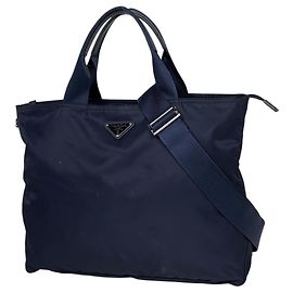 Prada Navy Nylon Tote Bag Navy blue
