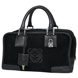 Sac à main Loewe Amazona 28 Anagram en daim Noir