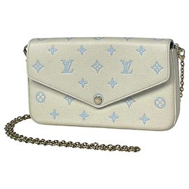 Louis Vuitton Pochette Felicie Chain Wallet Blanc Bleu