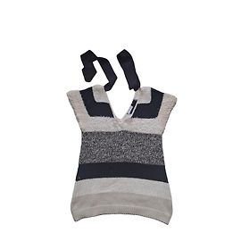 Brunello Cucinelli gestreifter kurzer Pullover Schwarz Mehrfarben Beige