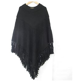 Autre Marque COLUMN Crochet-Strick-Poncho mit Fransen Schwarz