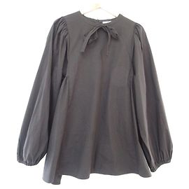 Autre Marque Blusa a maniche lunghe yori con fiocco, peplum e arricciature laterali Nero