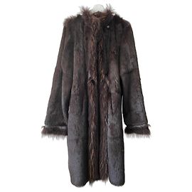 Rizal Reversible rabbit skin coat Dark brown