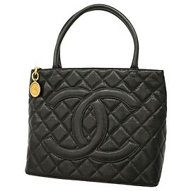 Chanel Black Grained Calfskin Tote Bag Black