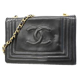 Borsa a tracolla Chanel in pelle d'agnello nera Nero