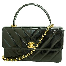 Bolsa de Ombro com Corrente Chanel V-Stitch Preto