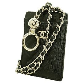 Chanel Matelassé Kartenetui Schwarz