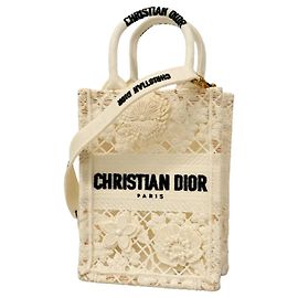 Sac à main Christian Dior Mini Book Tote en toile Blanc
