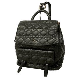 Christian Dior Black Cannage Leather Backpack Black