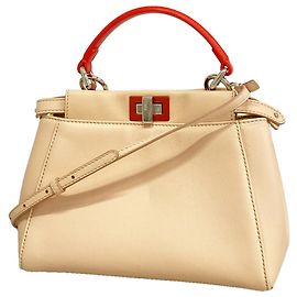 Bolsa de mão em couro Fendi Peekaboo Rosa Vermelho