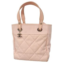 Sac cabas Chanel Paris Biarritz en toile Rose