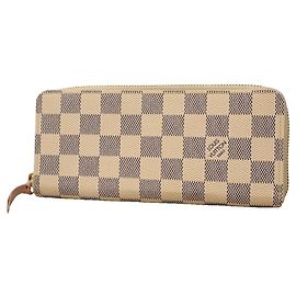 Louis Vuitton Damier Azur Portefeuille Clemence Long Wallet Weiß