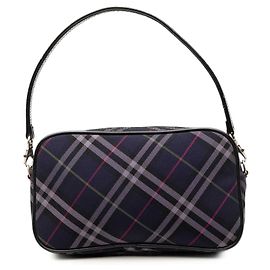 Pochette Burberry Blue Supernova Check Canvas Blu Blu scuro