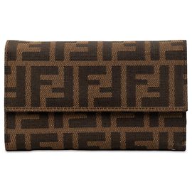 Fendi Brown Zucca Canvas Long Wallet Brown