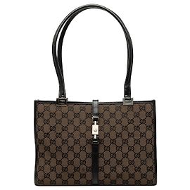 Sac cabas Gucci Jackie en toile GG marron Marron Marron foncé