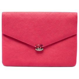 Chanel Pink Paris Cuba Quilted Caviar Thread Around Envelope Clutch Rosa Otro