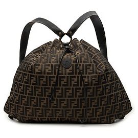 Fendi Brown Zucca Canvas Drawstring Backpack Brown