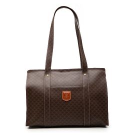 Céline Celine Brown Macadam Coated Canvas Tote Brown Dark brown