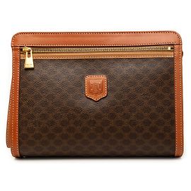 Céline Clutch Celine Brown Macadam Coated Canvas Marrom