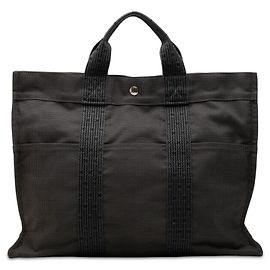 Hermès Gray Canvas Herline MM Marron Gris anthracite