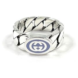 Bague Gucci Interlocking G Band Argenté Violet