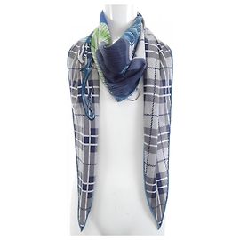 Hermès Hermes Cheval Punk Losange Scarf/Stole Brown Blue