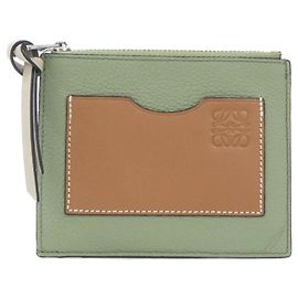 Monedero Loewe de piel de becerro verde Verde