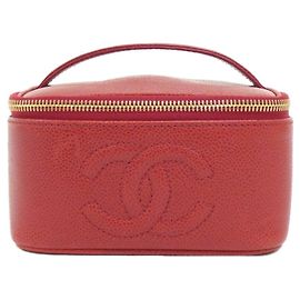 Chanel 07058 Handtasche Rot Kalbsleder Rot
