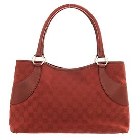 Gucci 113015 Handbag Red GG Canvas Red