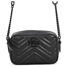 Bolsa de Ombro Mini Gucci GG Marmont Preto