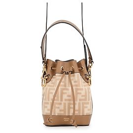 Bolsa de mão Fendi Montresor Mini em couro e camurça Marrom Bege
