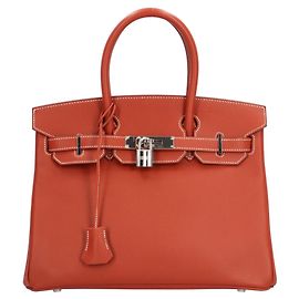 Hermès Bolsa Hermes Birkin 30 Branco Vermelho Laranja