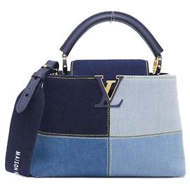 Borsa Louis Vuitton Denim Patchwork Capucines BB Blu