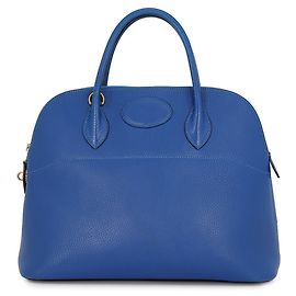 Hermès Hermes Bolide 35 Handbag in Blue Ardennes Leather Blue